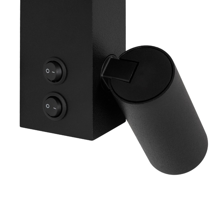 Kinkiet Easy czarny LED z reflektorkiem do czytania – lewa strona