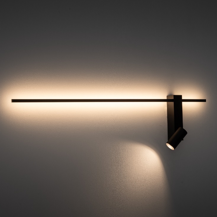 lumigo kinkiet scienny easy czarny z reflektorem led prawy 2