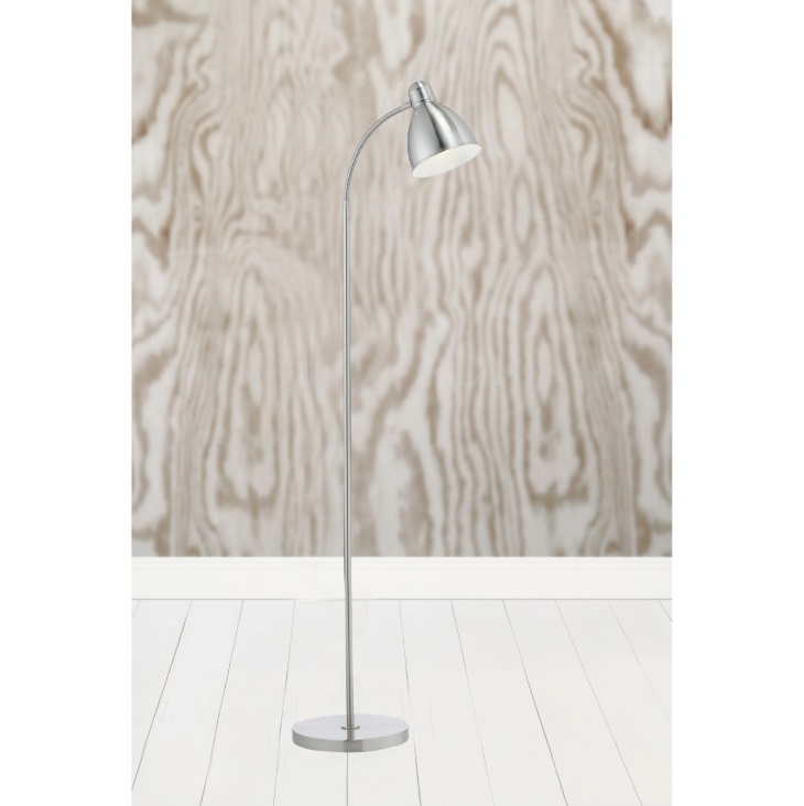Lampa podłogowa Nitta srebrna z regulowanym kloszem