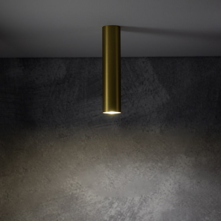 Lampa sufitowa Fourty D z mosiądzu – złoty cylinder GU10 18,5 cm