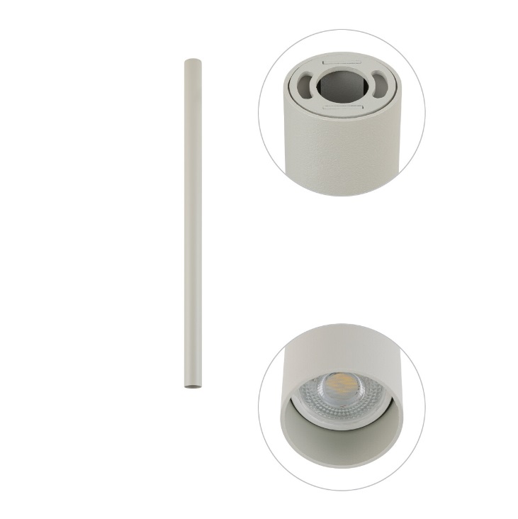 Lampa sufitowa Fourty M 75 cm – jasnoszara tuba GU10 do nowoczesnych wnętrz