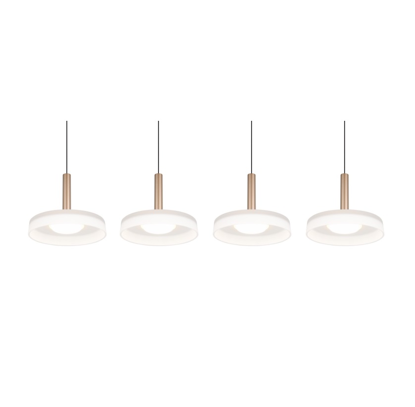 Lampa wisząca Celeste z 4 LED 30W – biel z miedzianym akcentem, ciepłe światło 3000K