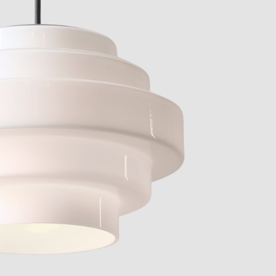 Lampa wisząca Filo Milky M 60 cm – vintage szklany klosz na czarnym zawieszeniu