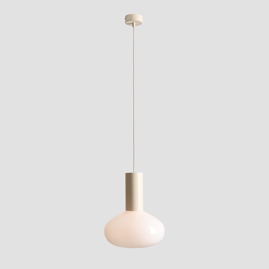 Lampa wisząca Flo Cream 26 – kremowy szklany klosz E14, design Sedno Studio