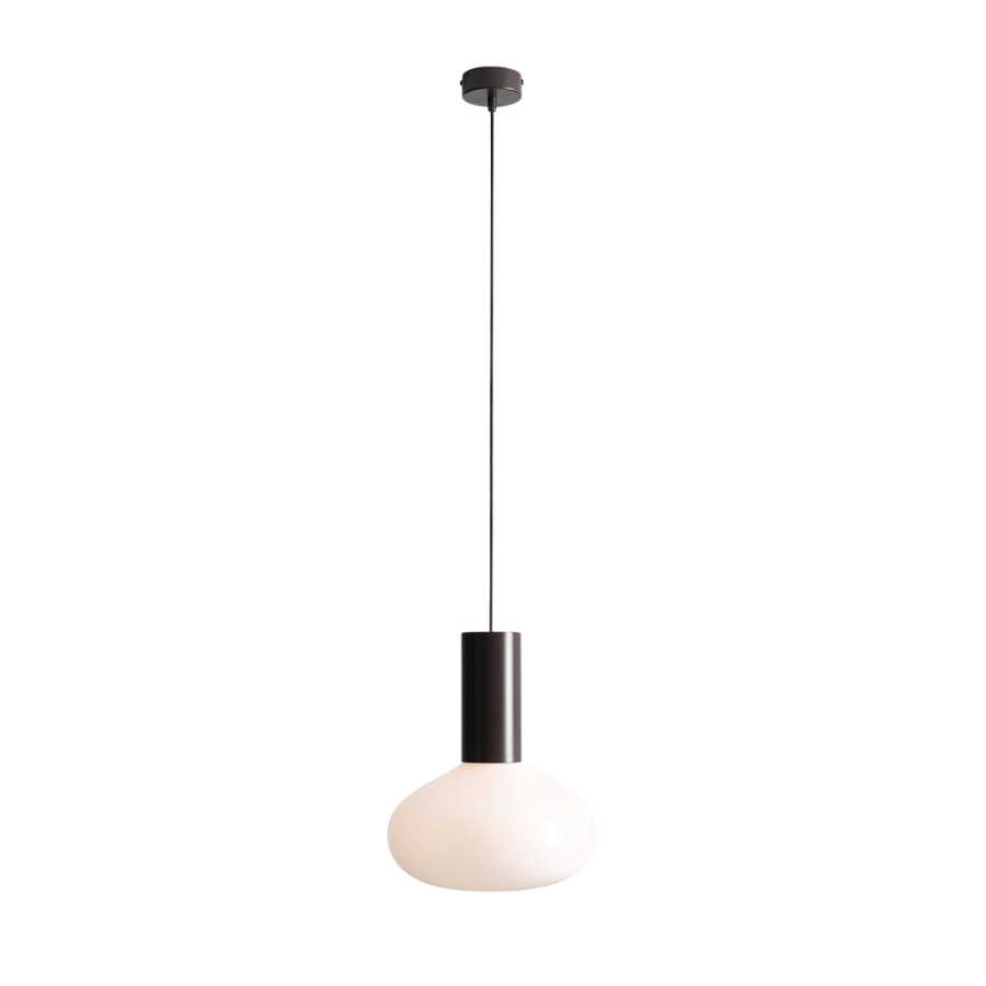 Lampa wisząca Flo Mokka 26 w brązie – mleczne szkło i elegancka forma