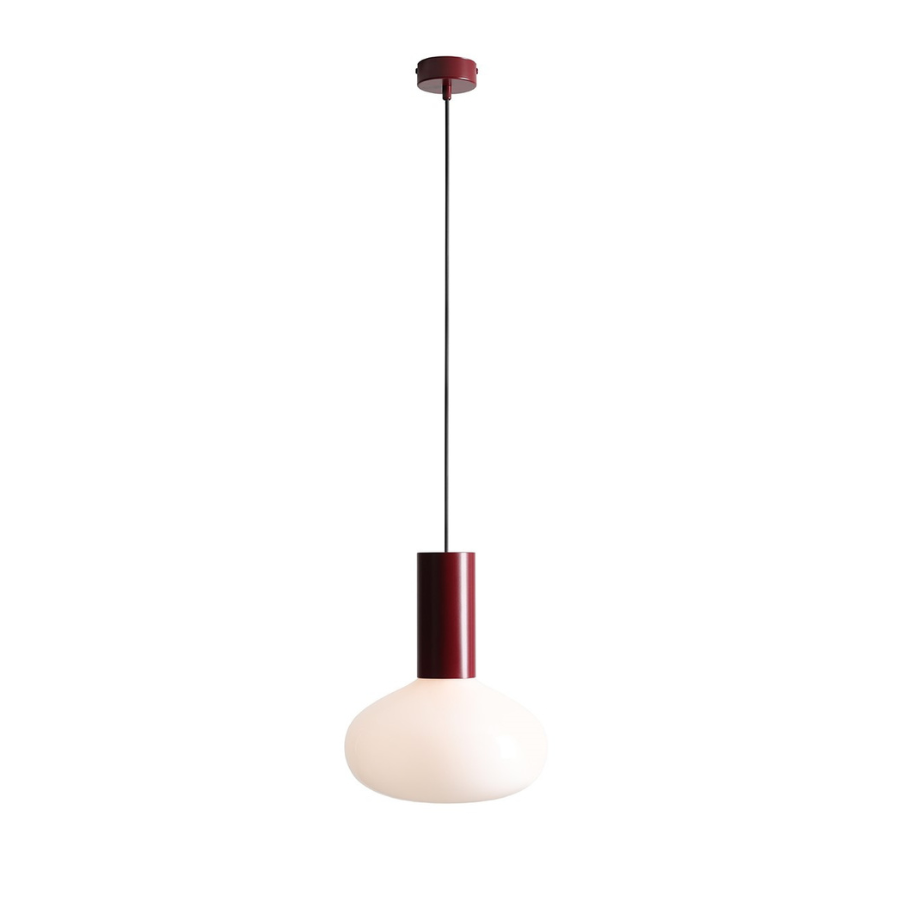 Lampa wisząca Flo Ruby 26 z mlecznym, dmuchanym kloszem E14
