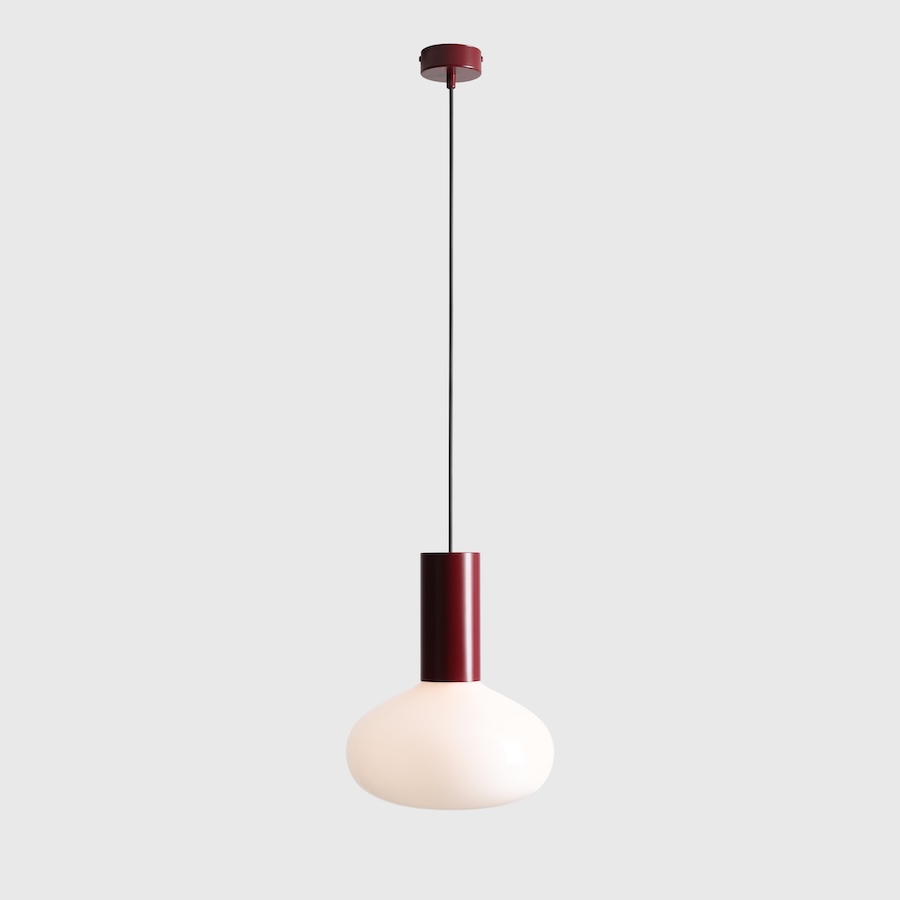 Lampa wisząca Flo Ruby 26 z mlecznym, dmuchanym kloszem E14
