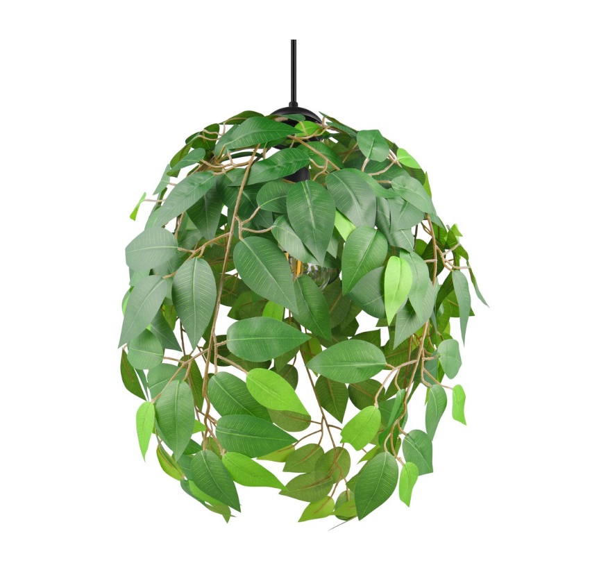Lampa wisząca Leavy 38 cm z zielonych liści E27 – styl urban jungle