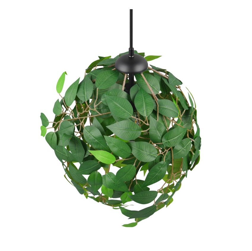 Lampa wisząca Leavy 38 cm z zielonych liści E27 – styl urban jungle