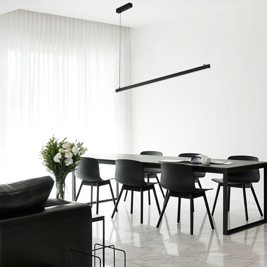 Lampa wisząca LED Miami 120 cm czarna – liniowa nad stół lub wyspę