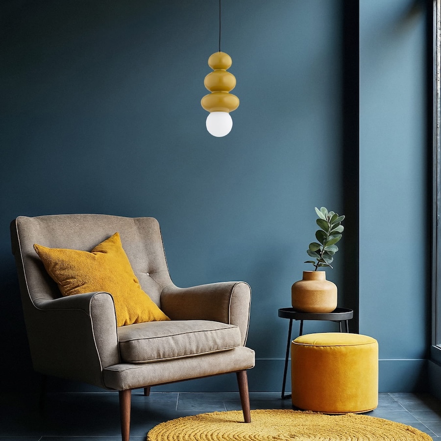 Lampa wisząca Orlando Plus musztardowa z kulami G9 IP44