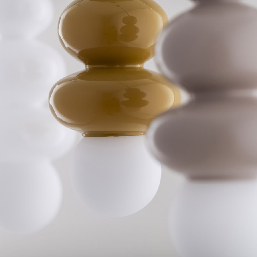 Lampa wisząca Orlando Plus musztardowa z kulami G9 IP44