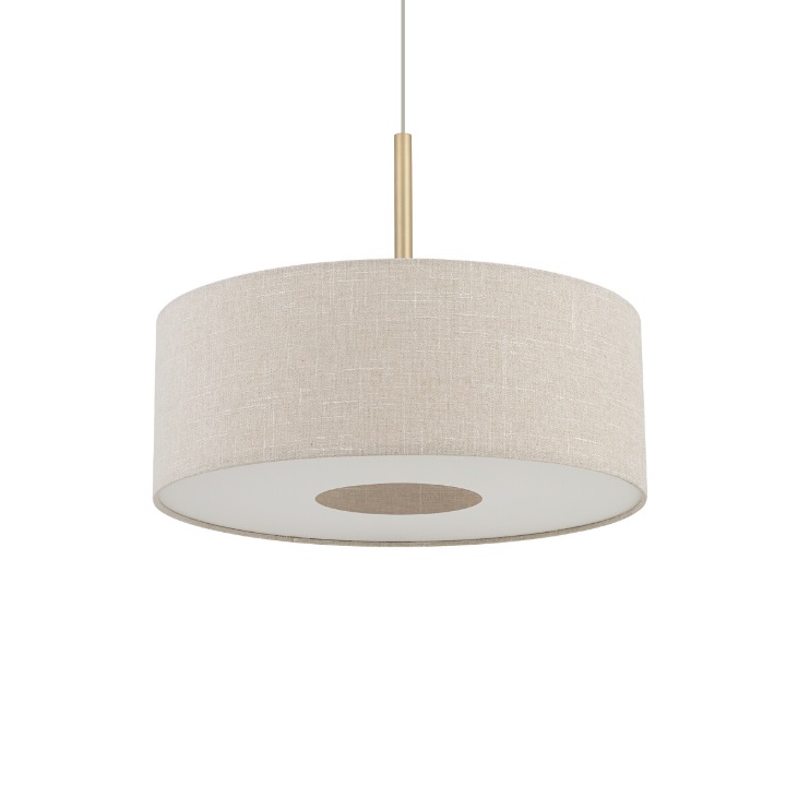 Lampa wisząca Santana M beżowa 50 cm z tkaniny i złotym detalem