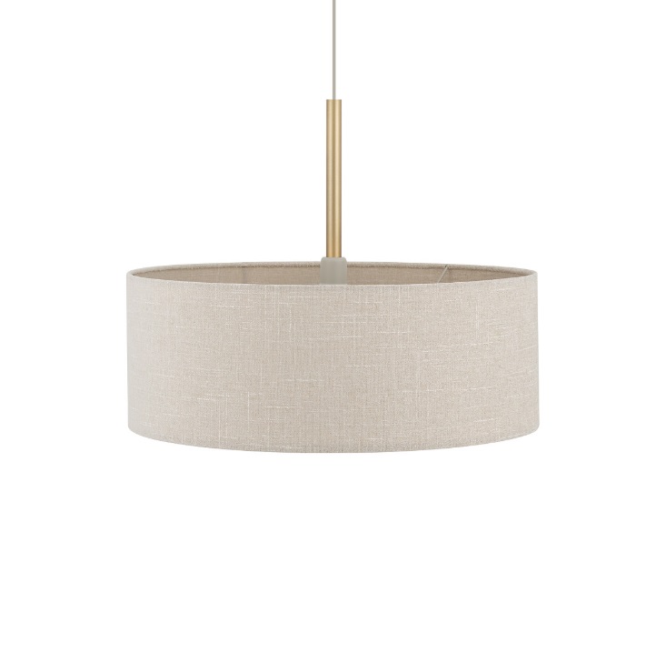 Lampa wisząca Santana M beżowa 50 cm z tkaniny i złotym detalem