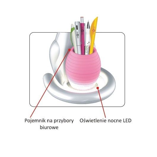 Lampka LED dla dzieci Piesek żółty – regulowana, z pojemnikiem na przybory