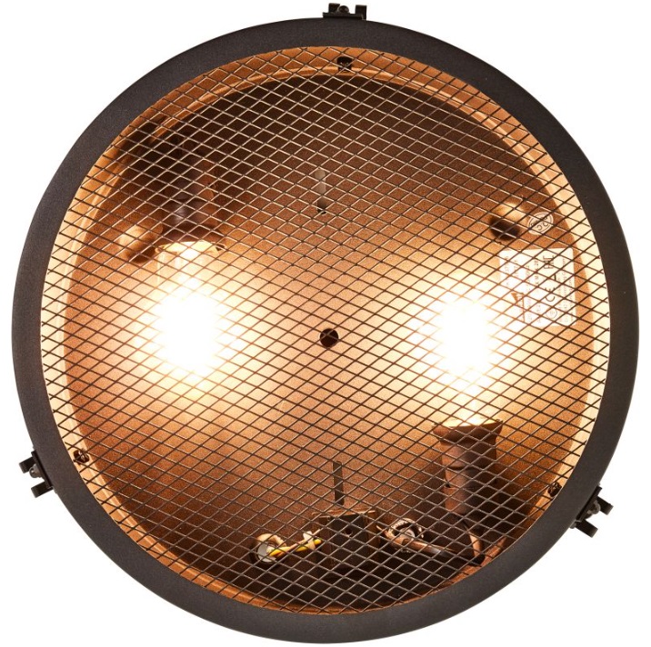 Plafon sufitowy Zois 34 czarny – industrialna lampa z siatką, 2xE27