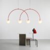 Lampa wisząca Una 4 L Red Chilli – nowoczesna czerwona z mlecznymi kloszami