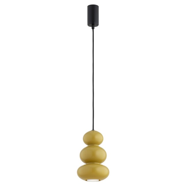 Lampa wisząca Orlando z musztardowego szkła GU10 – styl retro z nowoczesnym akcentem