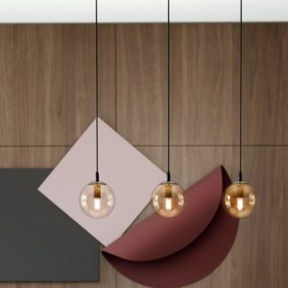 Lampa wisząca Cosmo 3 z miodowymi szklanymi kloszami