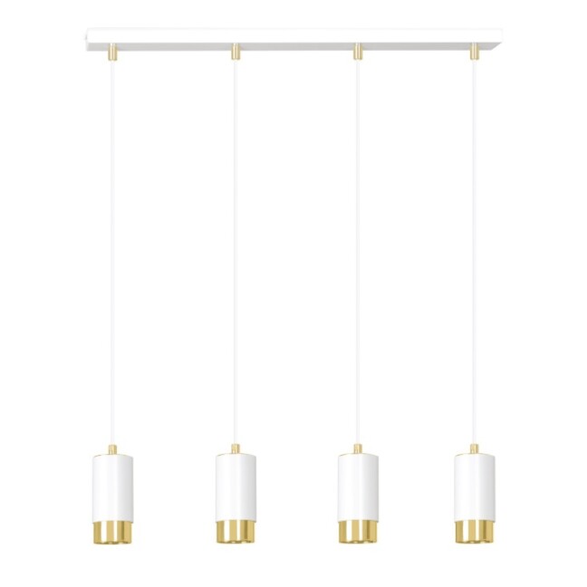 Lampa wisząca Fumiko 4 biało-złota z czterema tubami GU10