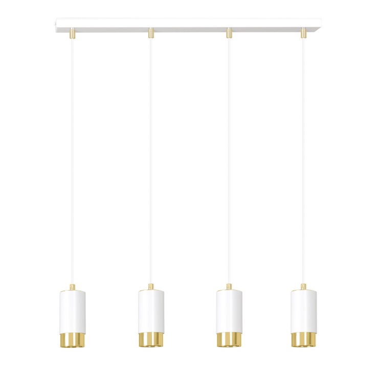Lampa wisząca Fumiko 4 biało-złota z czterema tubami GU10