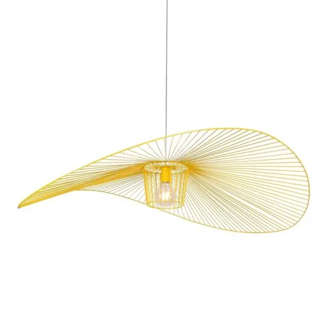 Lampa wisząca Kapelusz z ażurowym żółtym kloszem E27 IP20