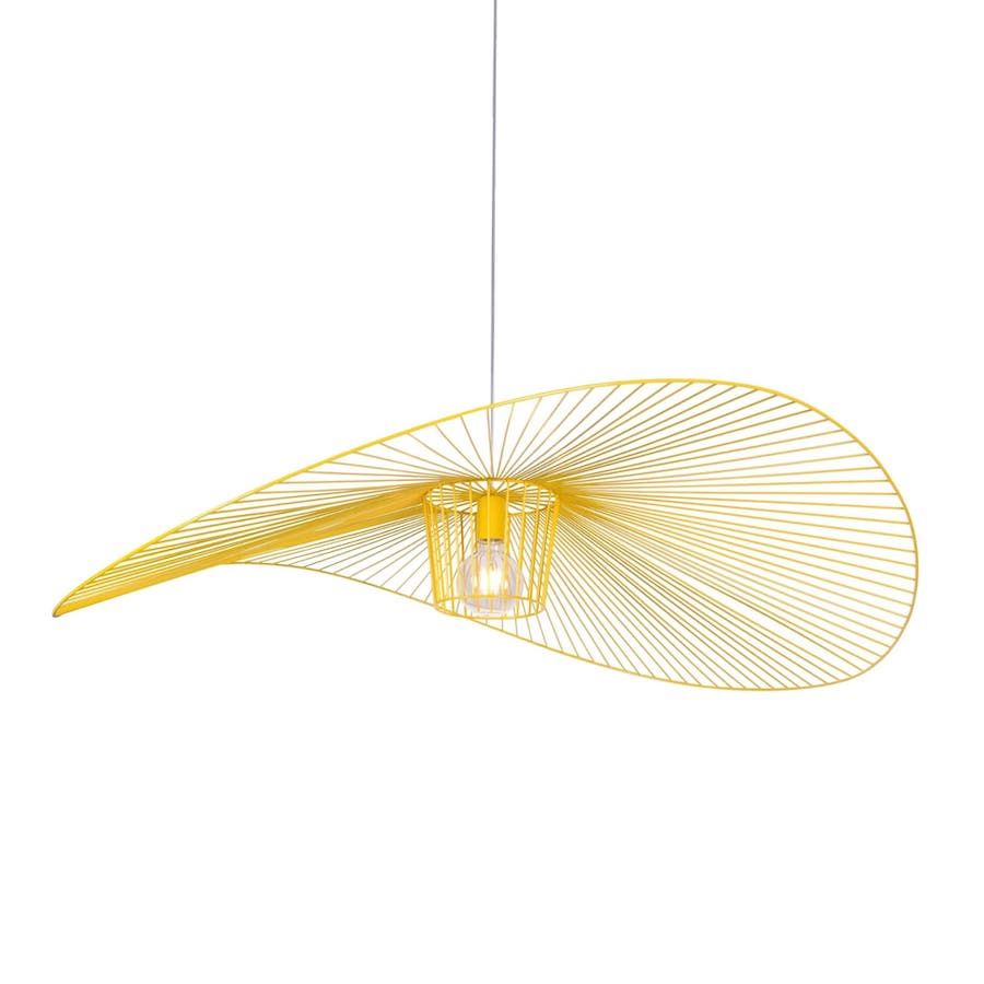 Lampa wisząca Kapelusz z ażurowym żółtym kloszem E27 IP20