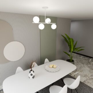 Biała lampa sufitowa Bior 4 z kulistymi kloszami E14