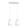 Lampa wisząca Bolero 2 biała z drewnem – podwójne klosze E27