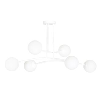 Żyrandol Halldor 6 biały z mlecznymi kloszami E14