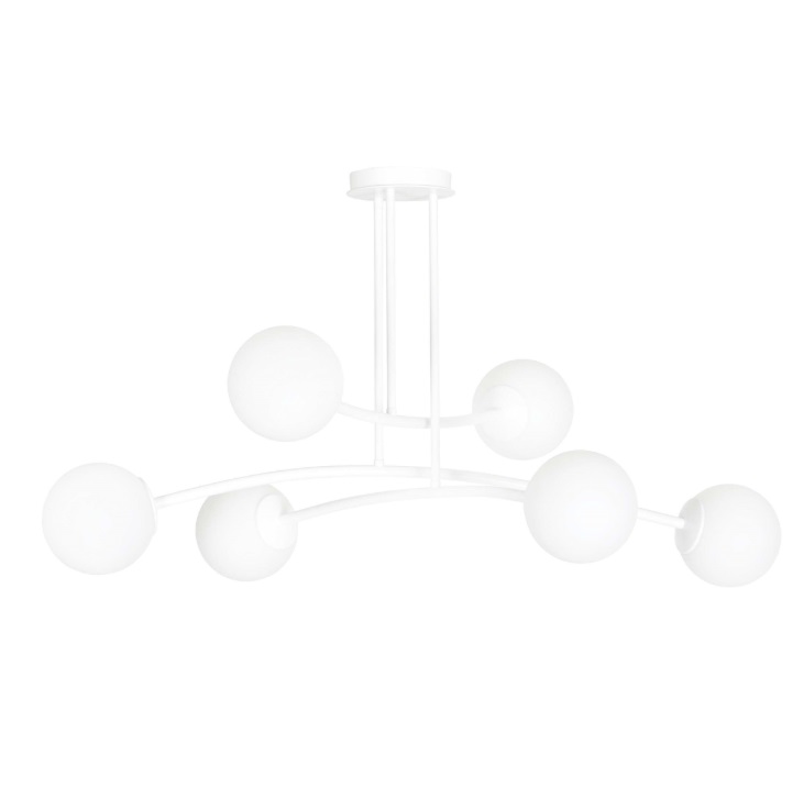 Żyrandol Halldor 6 biały z mlecznymi kloszami E14