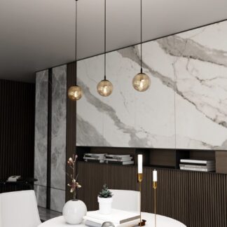 Lampa wisząca Cosmo z miodowym kloszem E14 – szklana kula IP20