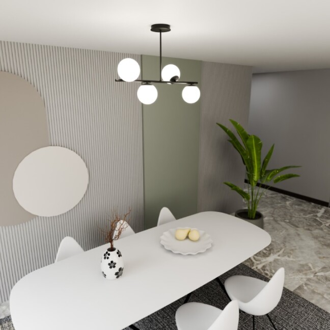 Czarna lampa sufitowa Bior 4 z czterema mlecznymi kulami E14 IP20