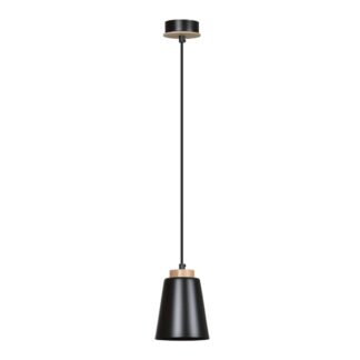 Lampa wisząca Bolero czarna z drewnianym akcentem E27 IP20