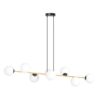 Czarno-złota lampa wisząca Gravity 8 z mlecznymi kloszami E14