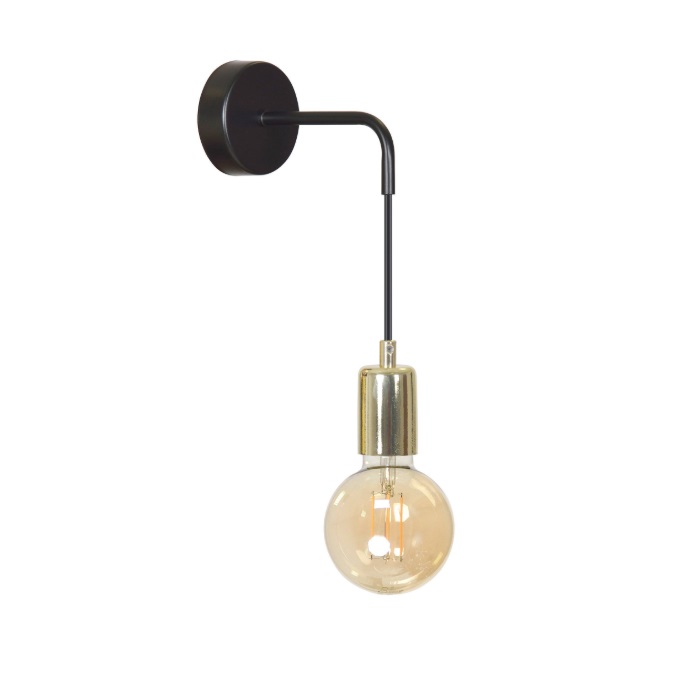 Kinkiet ścienny Vesio czarno‑złoty z regulowanym ramieniem E27 IP20