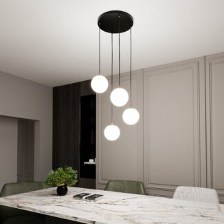 Żyrandol Royal 4 czarno‑złoty z 4 kulami E14 – stylowy i nowoczesny