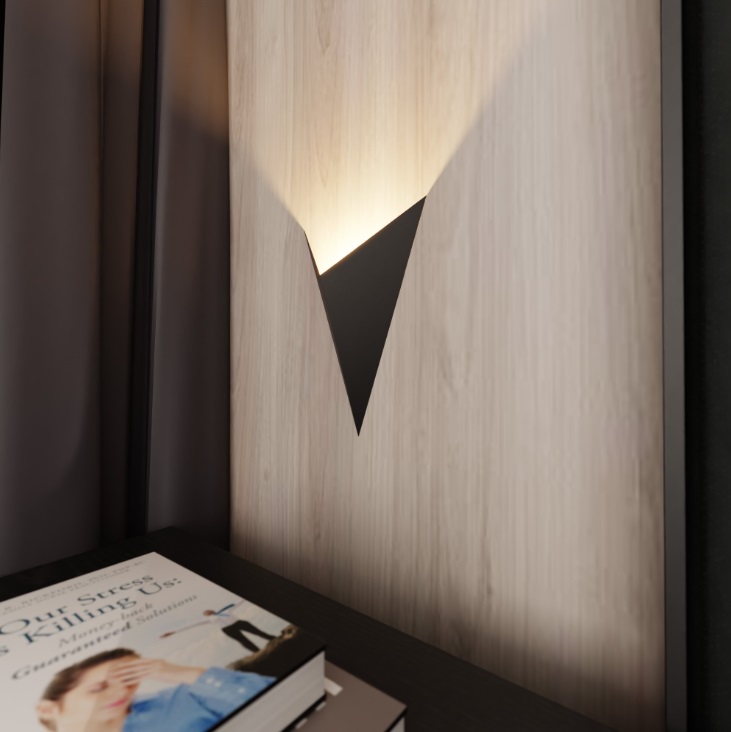 Czarny kinkiet ścienny Emibig Form 4 z trójkątnym wycięciem IP20 G9