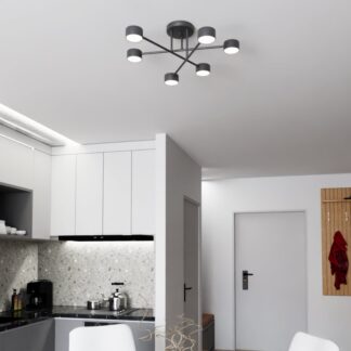 Czarny żyrandol sufitowy Halo 6 GX53 – nowoczesna lampa loftowa 6‑punktowa