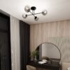 Czarna lampa sufitowa Roma 4 z przyciemnianymi szklanymi kulami E14