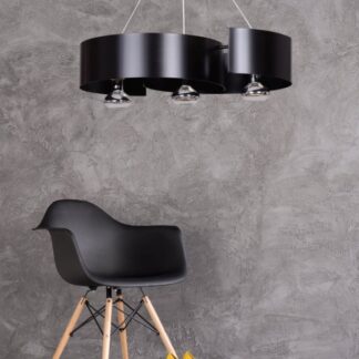 Lampa wisząca Vixon 3 czarna z giętej blachy z trzema źródłami światła E27