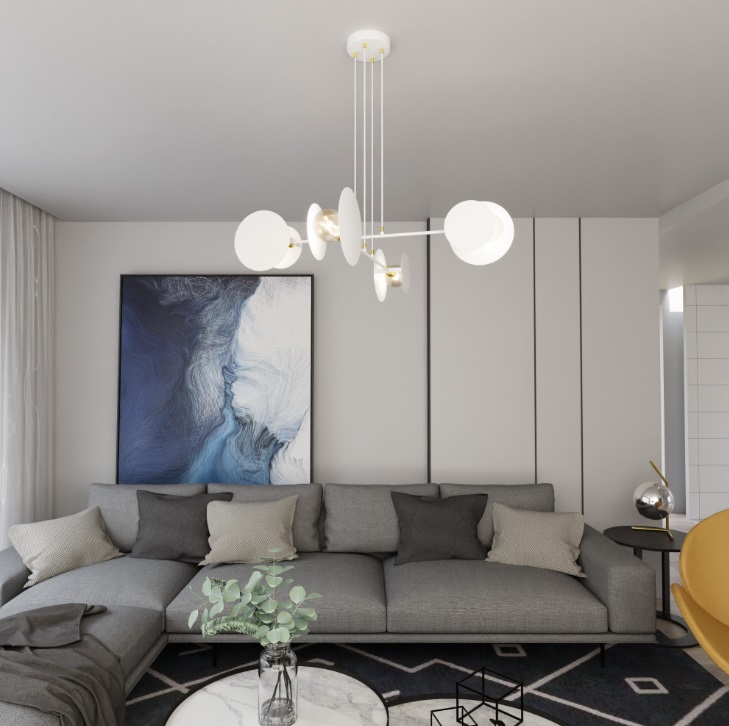 Żyrandol Idea biały ze złotymi akcentami 4xE27 IP20