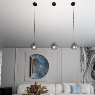 Lampa wisząca Cosmo z grafitowym szklanym kloszem E14 IP20