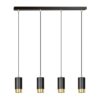 Lampa wisząca Fumiko 4 czarno‑złota z regulacją wysokości, 4xGU10