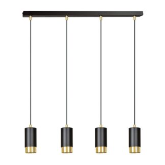 Lampa wisząca Fumiko 4 czarno‑złota z regulacją wysokości, 4xGU10