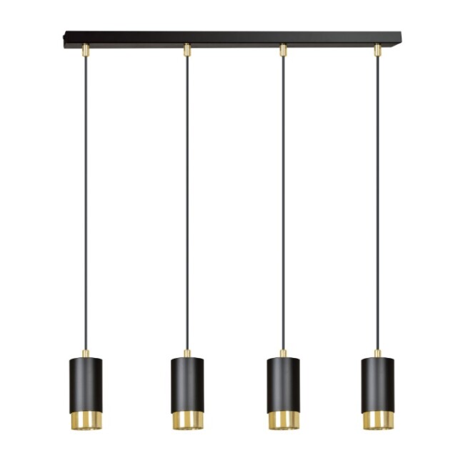 Lampa wisząca Fumiko 4 czarno‑złota z regulacją wysokości, 4xGU10