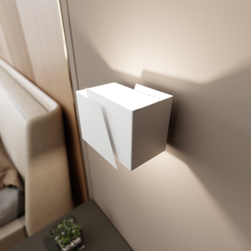 Kinkiet Frost biały geometryczny z podwójnym strumieniem światła G9 IP20