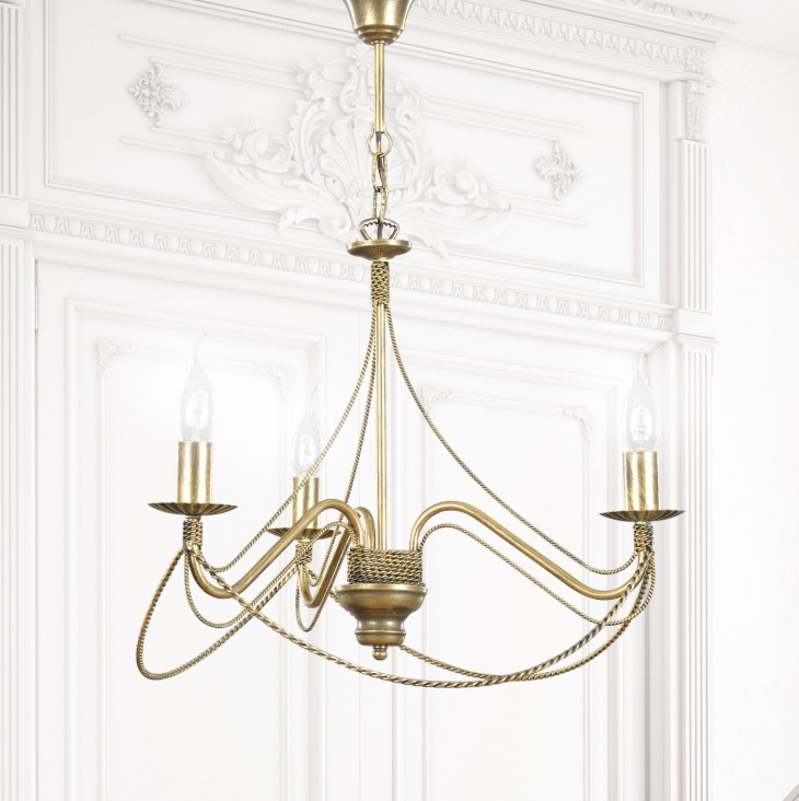 Żyrandol Tori 3 w stylu klasycznym – złote wykończenie, 3 źródła E14