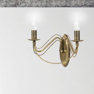 Złoty kinkiet Tori w stylu świecznikowym z dwoma źródłami E14