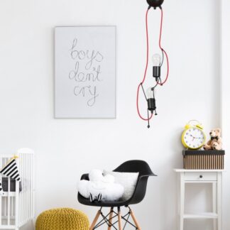 Lampa wisząca do pokoju dziecięcego Bobi 2 z dwoma źródłami światła i czerwonymi przewodami